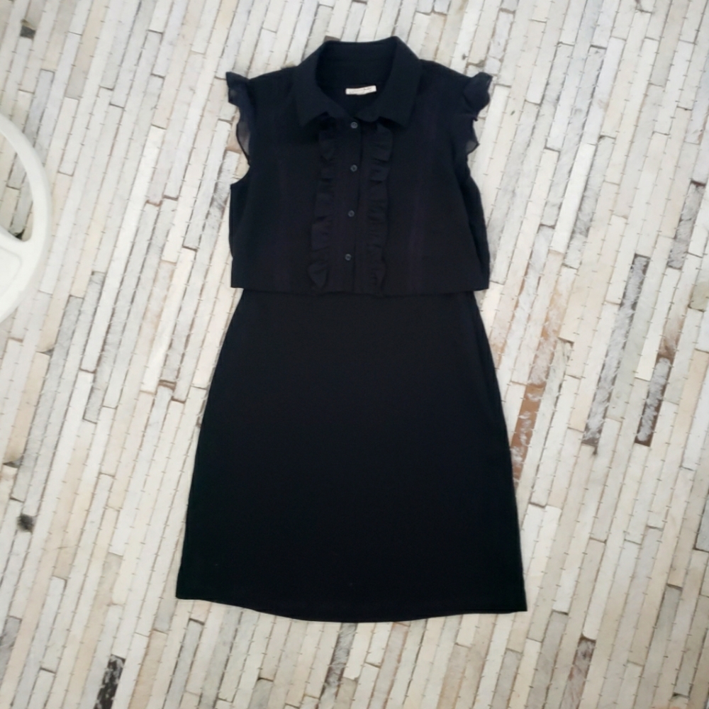 MAISON JULES Black Collared Dress